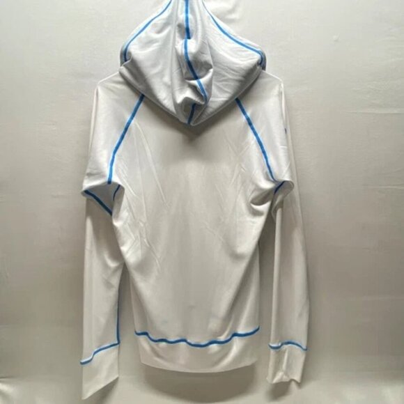 Hawaii Loa Women's Medium Hooded Full Zip White Light Blue UPF 50 Swim NWT - Picture 4 of 10